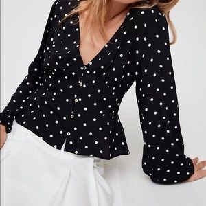 Aritzia polka dot blouse